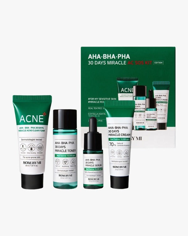 SOME BY MI AHA, BHA, PHA 30 Days Miracle AC SOS Kit Mini & Travel Size - MakeUp World Pakistan